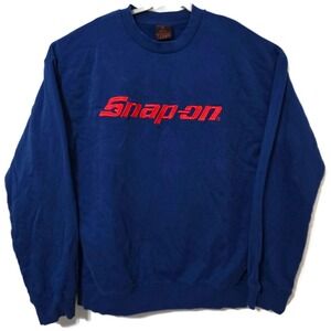 Snap-on Sweatshirt Mens XL Blue Crewneck Fleece Logo Graphic Pullover Tool